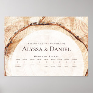 Welcome Custom Order of events Sign Rustic Wedding