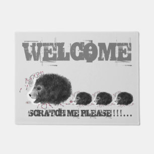 Welcome cute Hedgehog mother cubs custom Door M Doormat