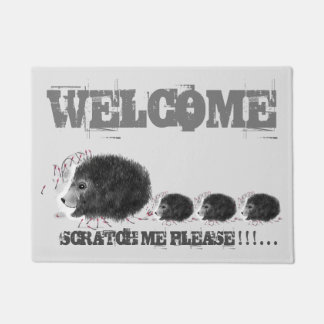 Welcome cute Hedgehog mother cubs custom Door M Doormat