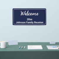 Welcome Dark Blue and White Name Family Reunion