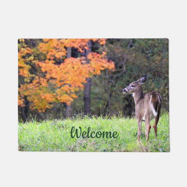 Welcome Deer in Autumn Doormat (Front)