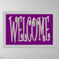 Welcome design gray and purple