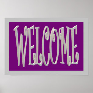 Welcome design gray and purple poster