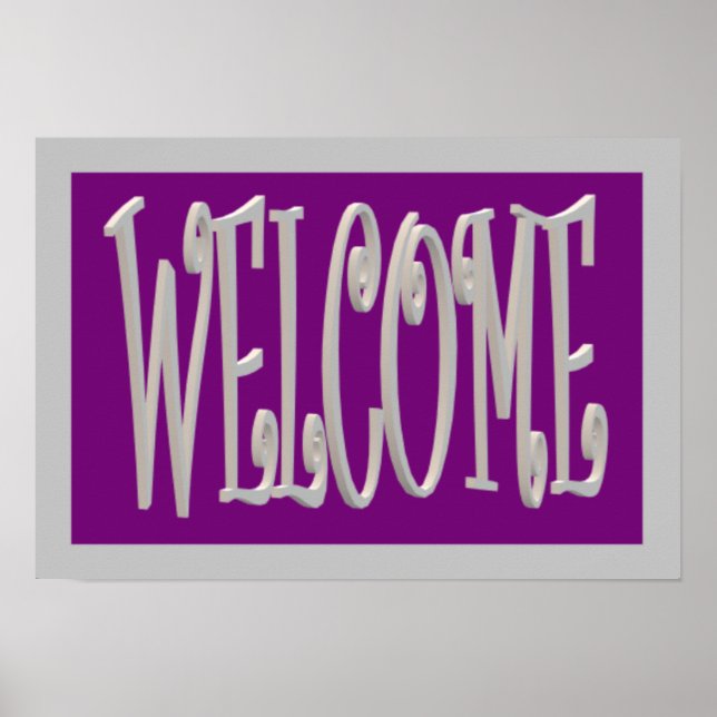 Welcome design gray and purple poster (Front)