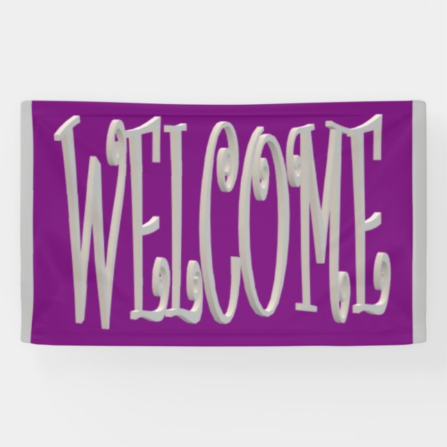 Welcome design grey and purple banner (Horizontal)