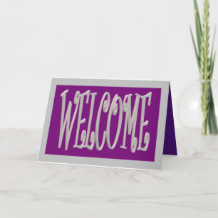 Welcome design grey and purple With Text Card