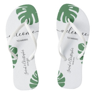Welcome Destination Wedding Custom Tropical leaf T Thongs