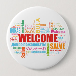 Welcome Different Languages 10 Cm Round Badge