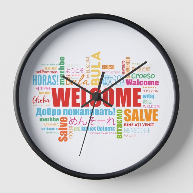 Welcome Different Languages  Clock (Front)