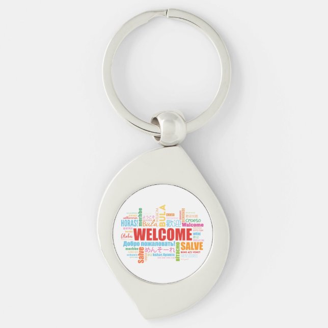 Welcome Different Languages Metal Key Ring (Front)