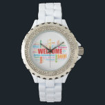 Welcome Different Languages Watch<br><div class="desc">"Welcome In Different Languages" Watch of Welcome word composition in different languages. Perfect as a welcoming Gift. For any customisations,  please don't hesitate to contact me!</div>