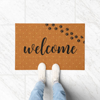 Welcome Dog Paw Prints Pet Cute Home Doormat