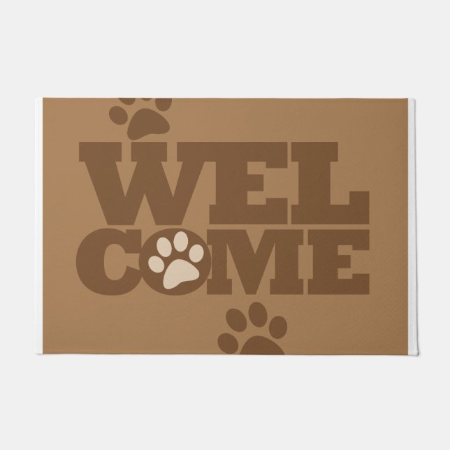 Welcome Dog Paws Doormat (Front)