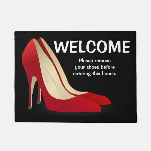 Welcome Door Mat Please Remove Your Shoes Black (Front)