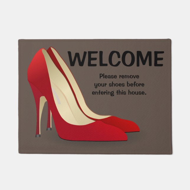 Welcome Door Mat Please Remove Your Shoes Grey (Front)