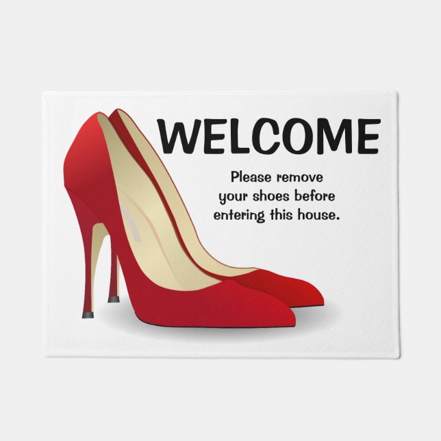 Welcome Door Mat Please Remove Your Shoes White (Front)