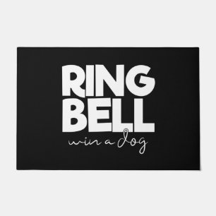 Welcome Door Mat Ring Bell Win A Dog Black White