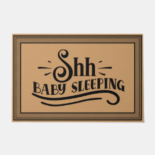 Welcome Door Mat Shh Baby Sleeping coconut colour