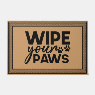 Welcome Door Mat Wipe Your Paws Coconut colour