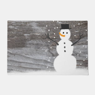 welcome door rustic Christmas snowman Doormat