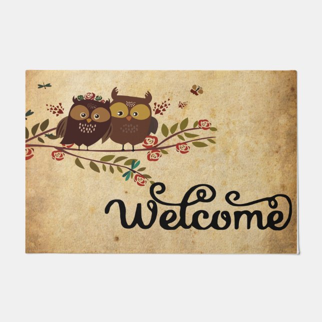 Welcome Doormat, Animal Doormat, Owl Welcome Doormat (Front)