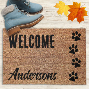 Welcome Doormat - Dog Lover - Dog Paw Print