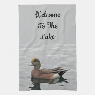 Welcome Duck Photo Wigeon Calm Water Lake House Tea Towel