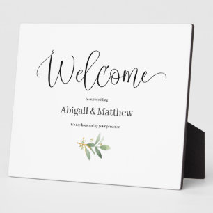 Welcome Easel Wedding Watercolor Greenery Plaque