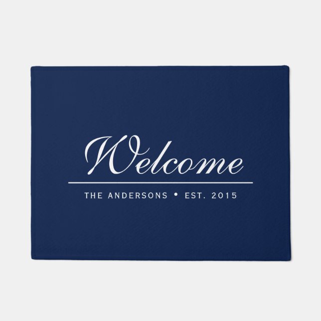 Welcome Editable Colour Established Family Name Doormat (Front)
