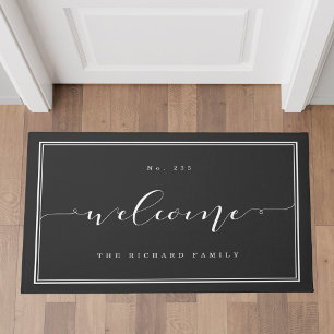 Welcome   Elegant Calligraphy House & Family Name Doormat