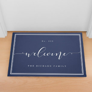 Welcome Elegant Calligraphy House & Family Name Doormat