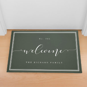 Welcome Elegant Calligraphy House & Family Name Doormat