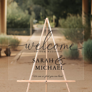 WELCOME! Elegant, Transparent, Wedding  Acrylic Sign
