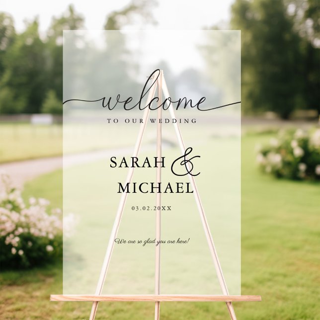 WELCOME! Elegant, White,Transparent, Wedding  Acrylic Sign (WELCOME! Elegant, White,Transparent, Wedding Acrylic Sign)
