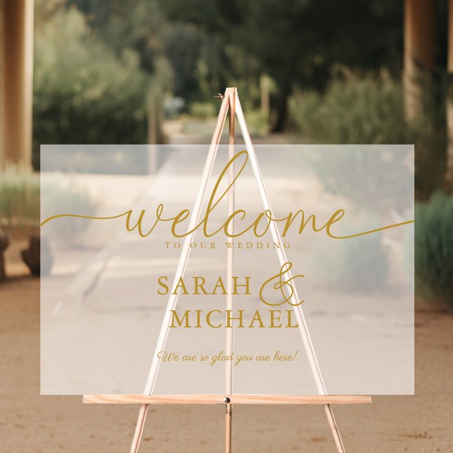 WELCOME! Elegant, White,Transparent, Wedding  Acrylic Sign (Creator Uploaded)