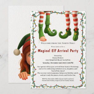 Welcome Elf Party   North Pole Arrival Celebration Invitation