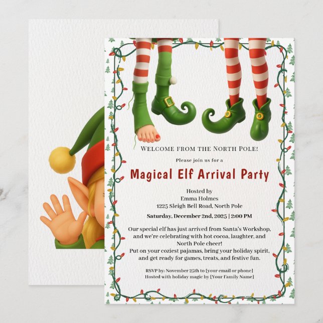 Welcome Elf Party | North Pole Arrival Celebration Invitation (Front/Back)