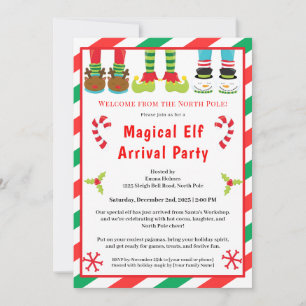 Welcome Elf Party North Pole Arrival Celebration Invitation