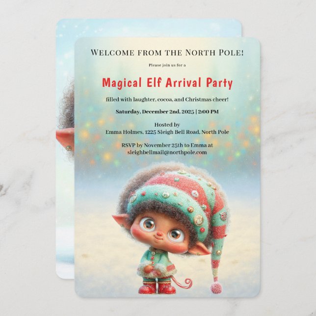 Welcome Elf Party | North Pole Arrival Celebration Invitation (Front/Back)