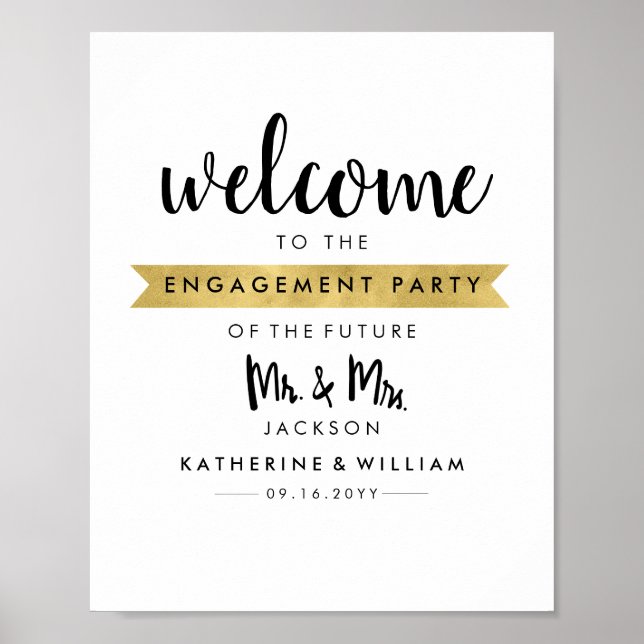Welcome Engagement Poster Sign Future Mr and Mrs (Front)