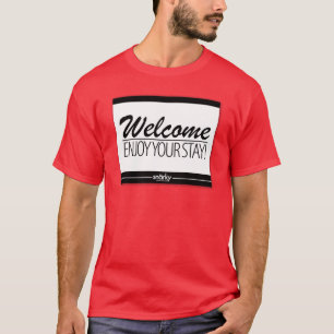 Welcome Enjoy Your Stay Doormat Red Tee