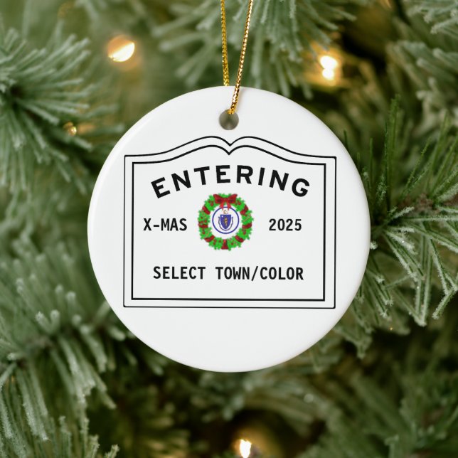 Welcome Entering Town of  Ceramic Ornament (Tree)