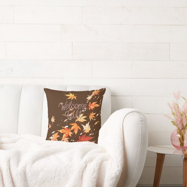 Welcome Fall, Autumn Leaves Cushion (Couch)