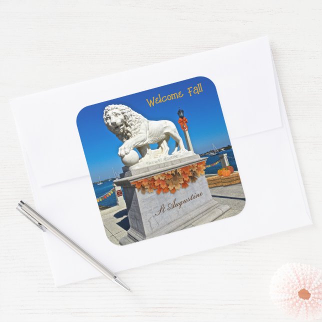 Welcome Fall Coastal St Augustine Florida  Square Sticker (Envelope)