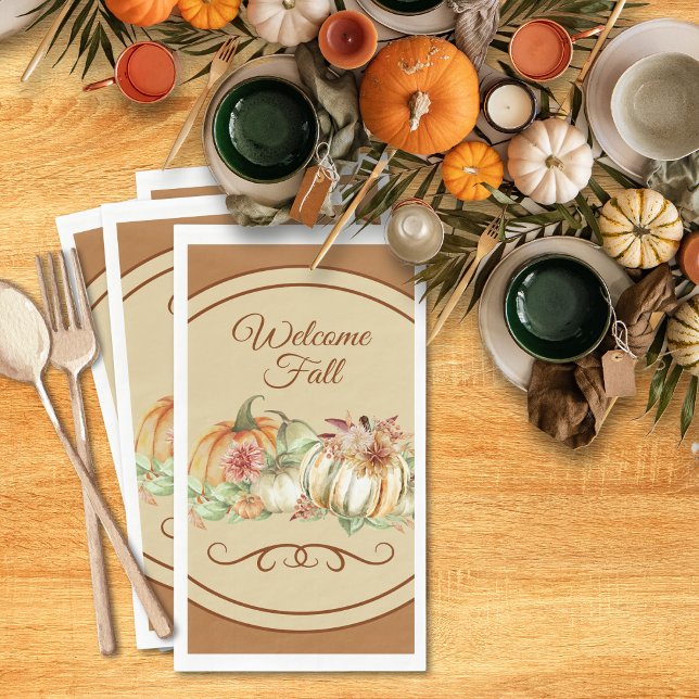 Welcome Fall Elegant Paper Guest Towel Napkins (Creator Uploaded)