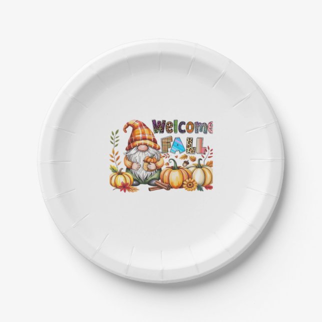 Welcome Fall Gnomes Classic T-Shirt.png Paper Plate (Front)