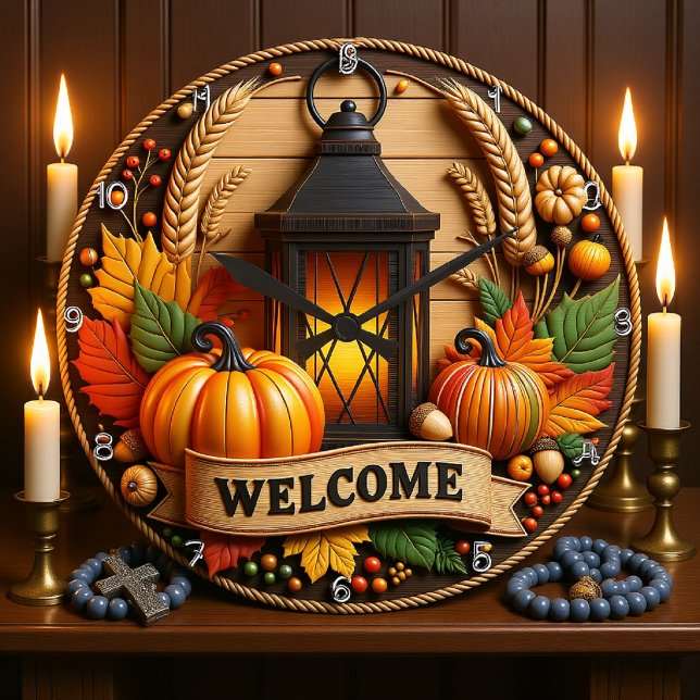 Welcome Fall Lantern  Large Clock (Creator Uploaded)