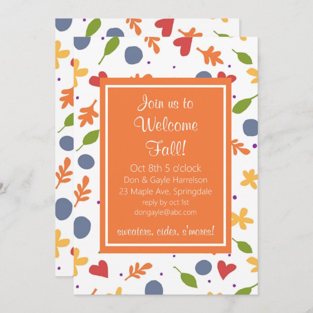 Welcome Fall Party Invitation (Front/Back)