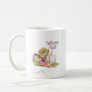 Welcome Fall Pumpkins Flowers  Coffee Mug