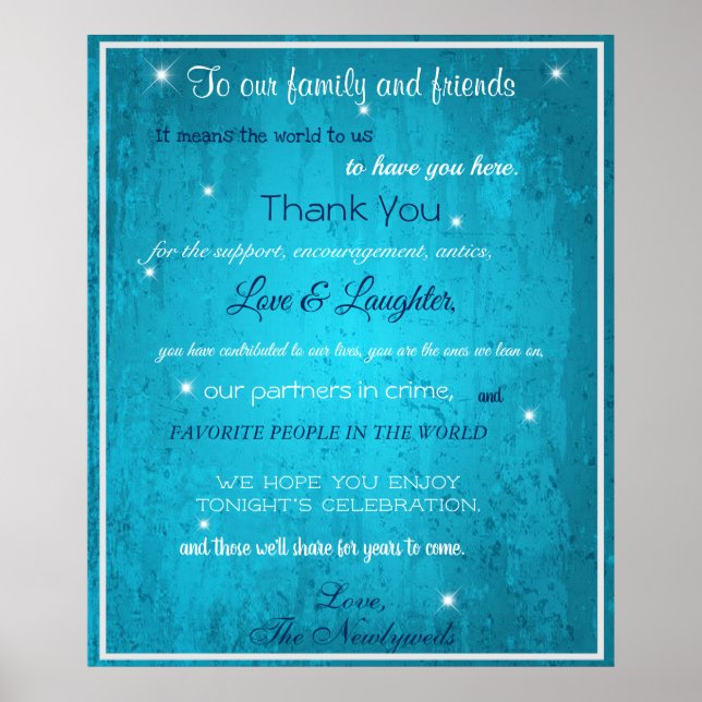 Welcome Family & Friends Blue Watercolor Poster (Front)